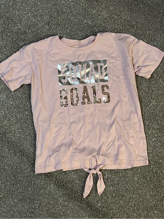 The Children's Place Other - The Children's Place Light Pink 'SQUAD GOALS' Tie-Front Short Sleeve Tee